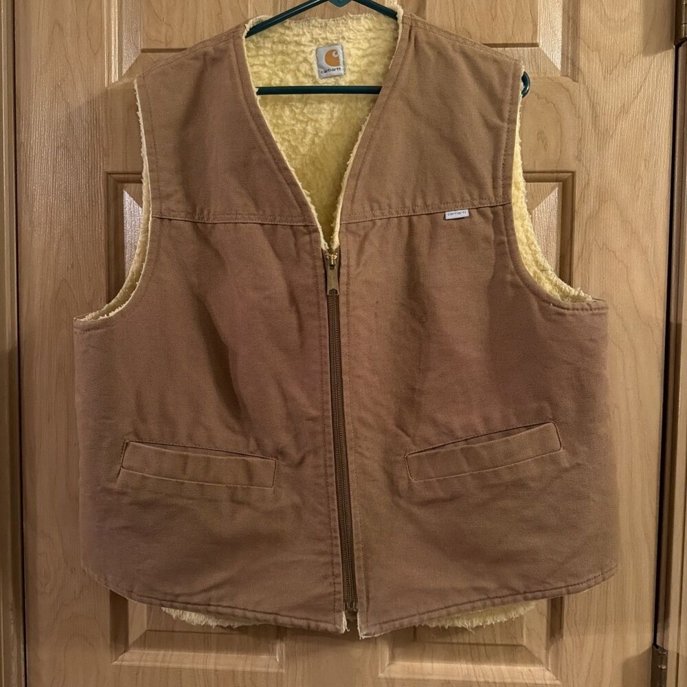 Vintage Carhartt Vest Mens 6SV Sherpa Lined Regular Made In USA 1980s.Great Cond